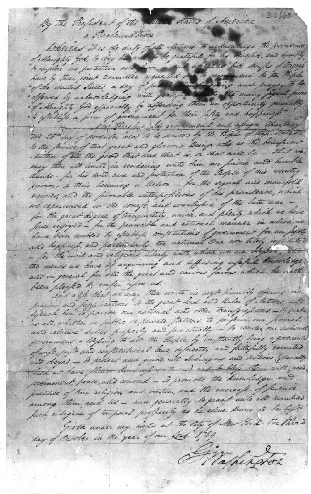George Washington Thanksgiving Proclamation 1789
